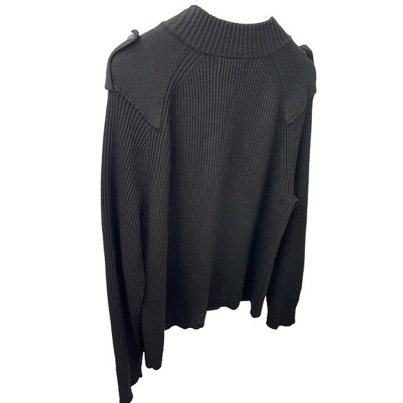 Banana Republic Mens Black Size XL 1/4 Snap Zip Sweater 100% Wool Ribbed Soft - Picture 2 of 12